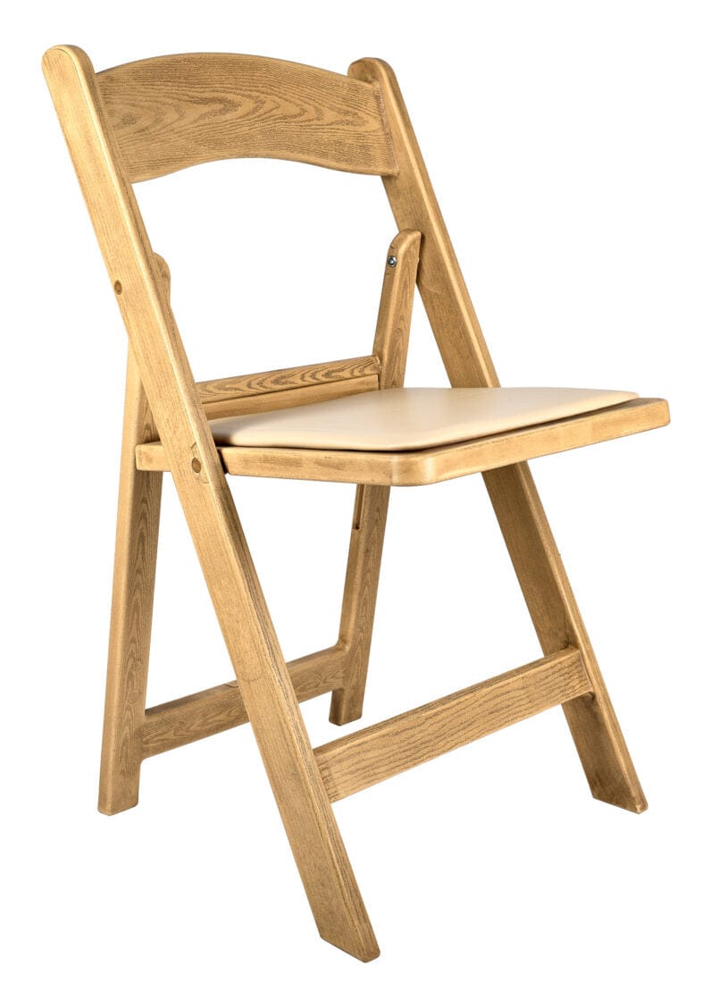 4 Pack Resin Folding Chair in Natural Woodgrain with Tan Padded Seat for Indoor or Outdoor Use