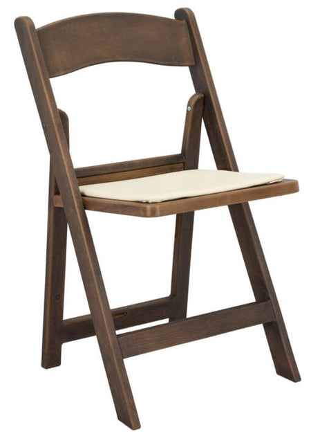 4 Pack Fruitwood Resin Folding Chair with Ivory Padded Seat for Patio and Event Seating, Image 2