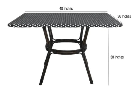 Outdoor Bistro Table 48" x 36" — Black & White PE Rattan Glass Top (Patio), Image 9