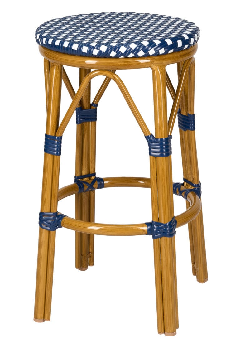 2 Pack Blue on White 26" Counter Height No Back Bistro Barstool for Home Counters