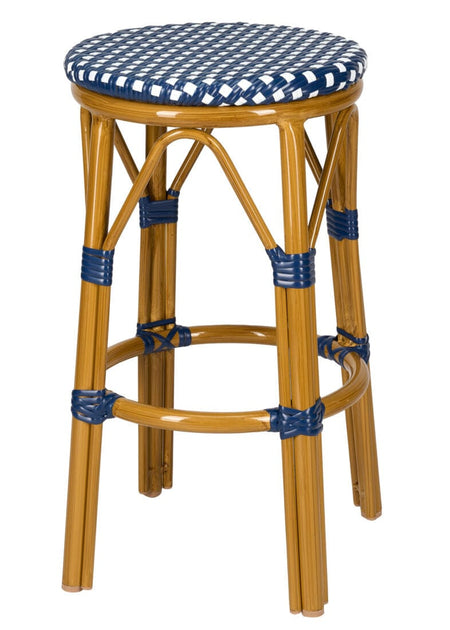 2 Pack Blue on White 26" Counter Height No Back Bistro Barstool for Home Counters, Image 3