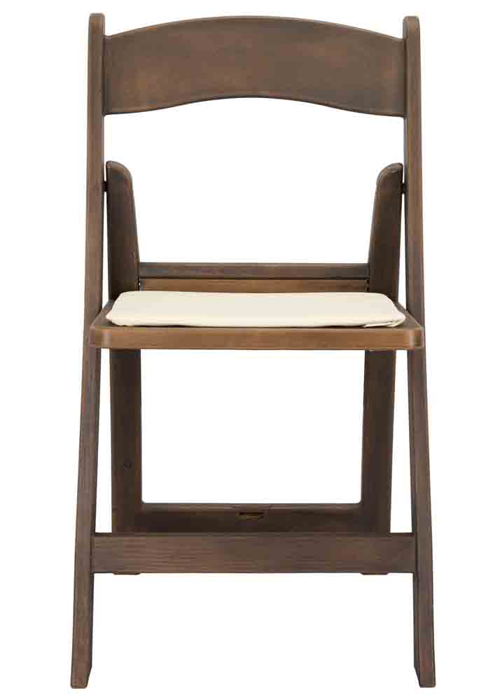 4 Pack Fruitwood Resin Folding Chair with Ivory Padded Seat for Patio and Event Seating, Image 3