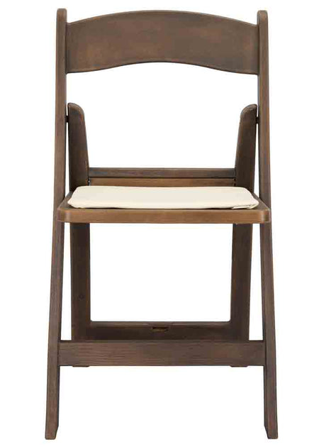 4 Pack Fruitwood Resin Folding Chair with Ivory Padded Seat for Patio and Event Seating, Image 3