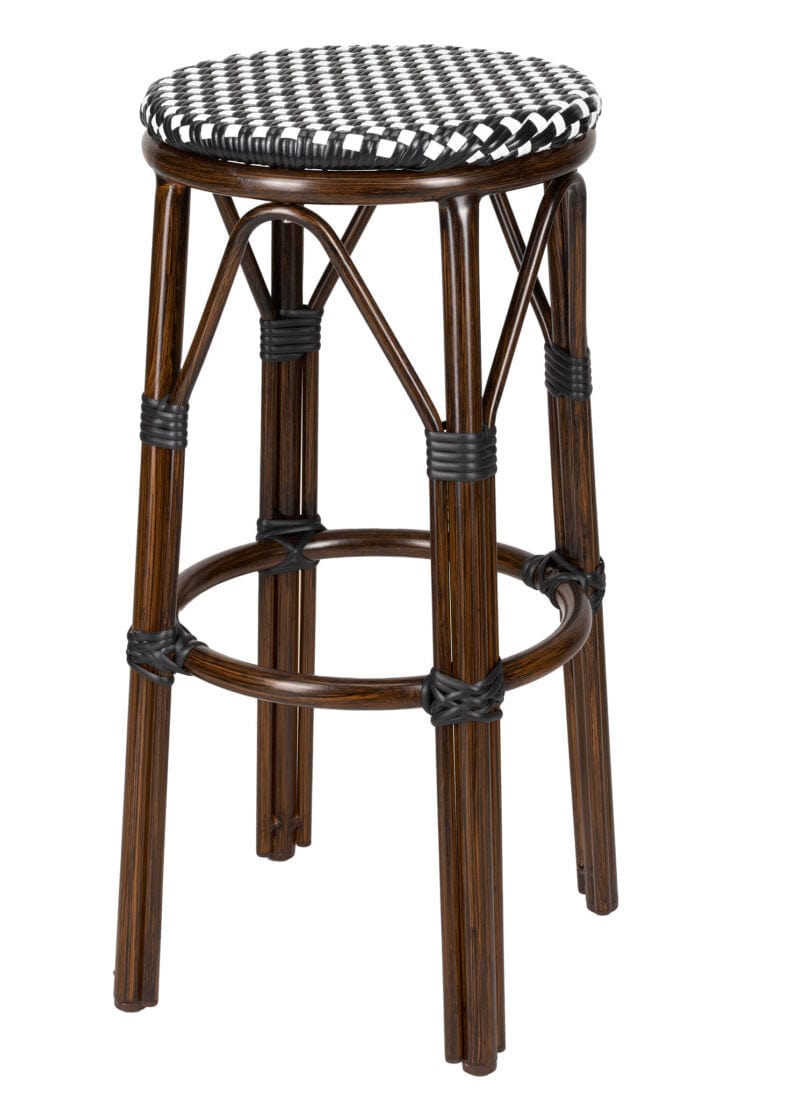 2 Pack Black on White 30" No Back Bistro Barstool for Home Bar or High Counter