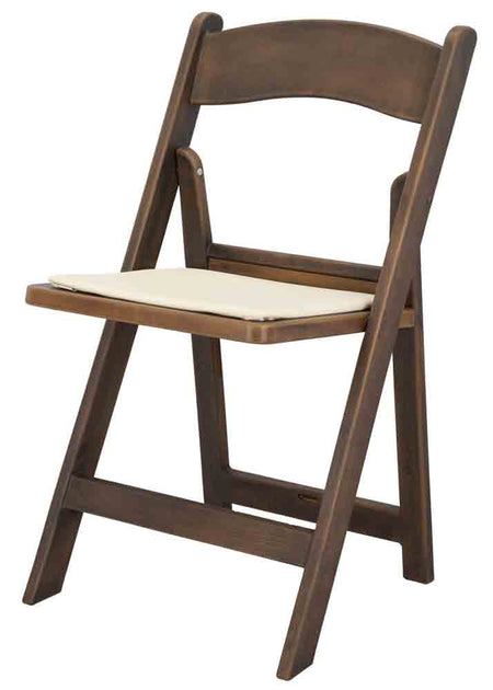 4 Pack Fruitwood Resin Folding Chair with Ivory Padded Seat for Patio and Event Seating, Image 4