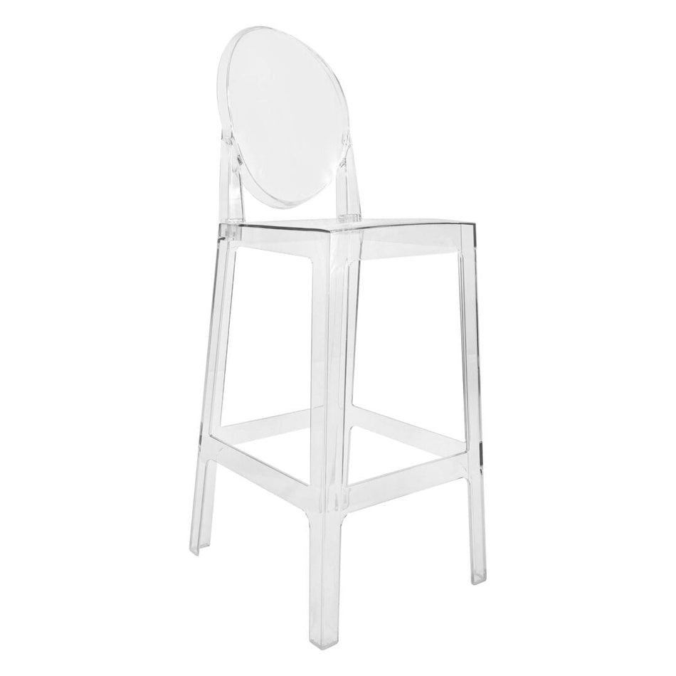 Clear Oval Back Ghost Barstool, Elegant Transparent Design
