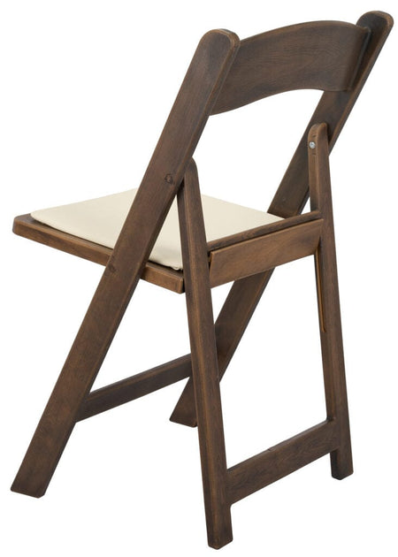 4 Pack Fruitwood Resin Folding Chair with Ivory Padded Seat for Patio and Event Seating, Image 6