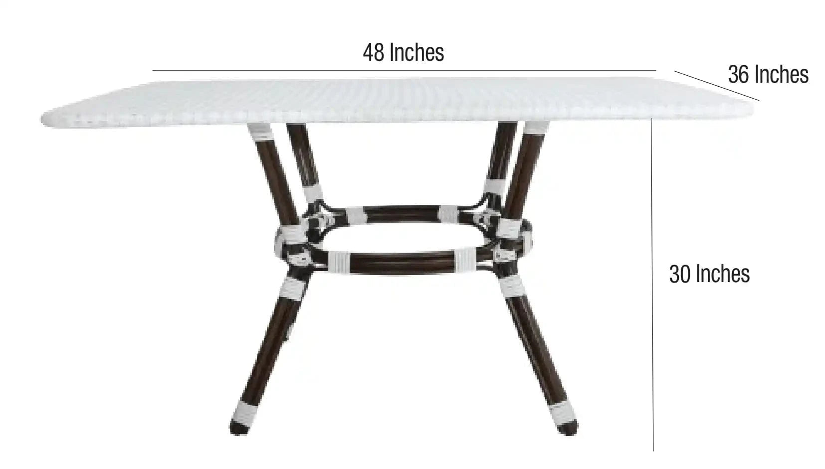 White PE Rattan Outdoor Bistro Table 48x36 Glass Top – Ideal for Patio & Outdoor Dining, Image 9