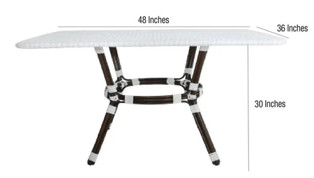 White PE Rattan Outdoor Bistro Table 48x36 Glass Top – Ideal for Patio & Outdoor Dining, Image 9