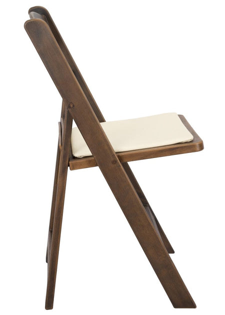4 Pack Fruitwood Resin Folding Chair with Ivory Padded Seat for Patio and Event Seating, Image 9