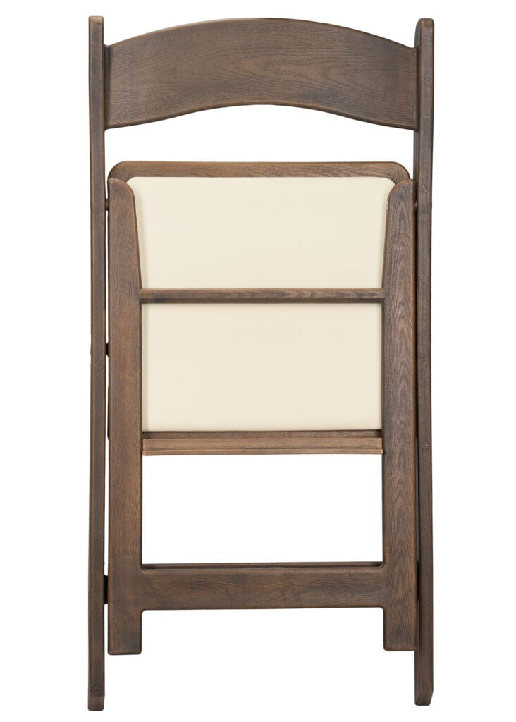4 Pack Fruitwood Resin Folding Chair with Ivory Padded Seat for Patio and Event Seating, Image 10
