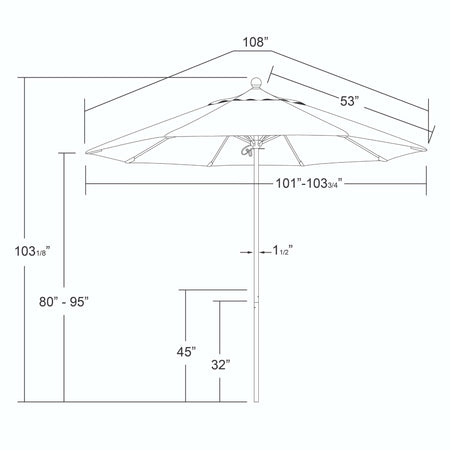 9' Patio California Umbrella with Black Pole and Olefin Canopy for Backyard Lounge and Patio Use, Kiwi, Image 4