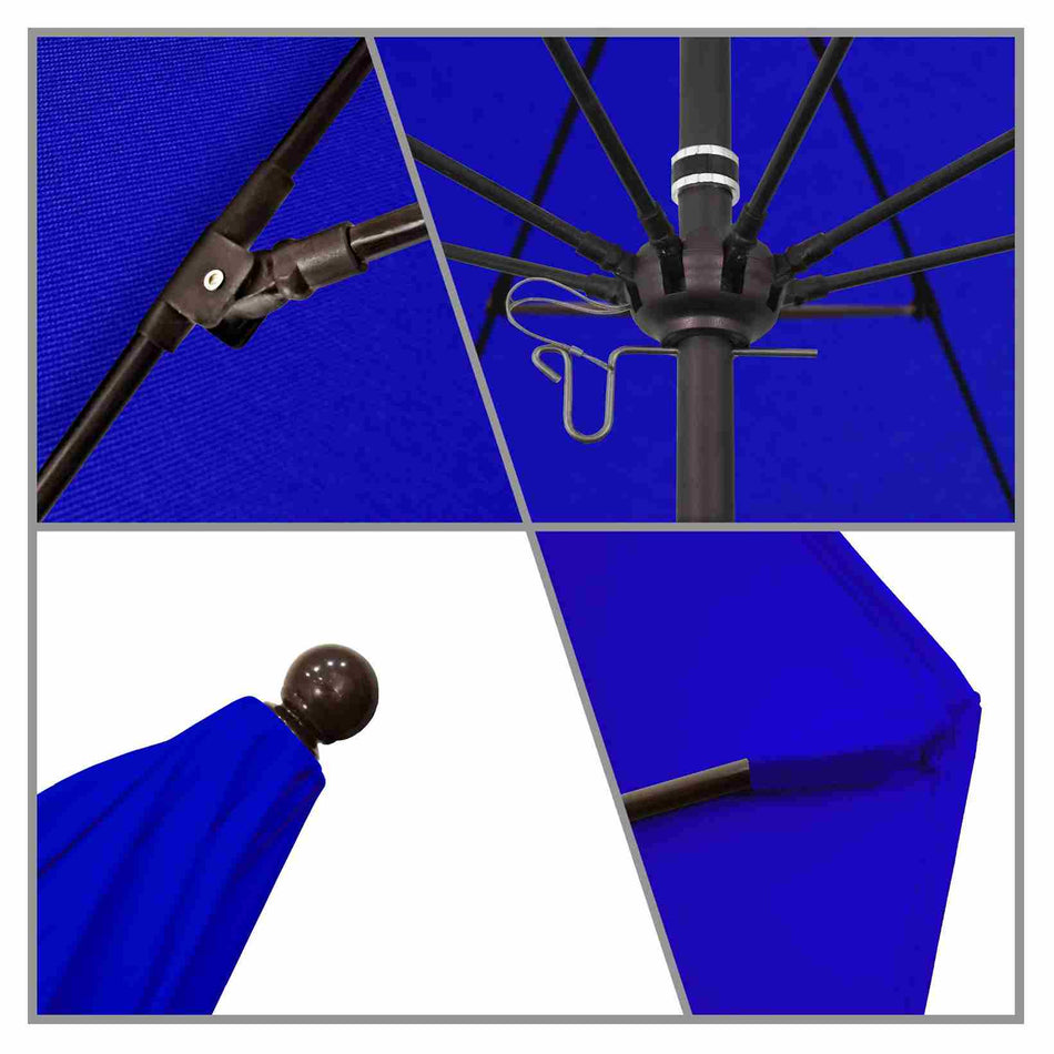 9' Patio California Umbrella with Bronze Pole and Sunbrella Canopy for Patio Deck and Backyard Shade, Pacific Blue
