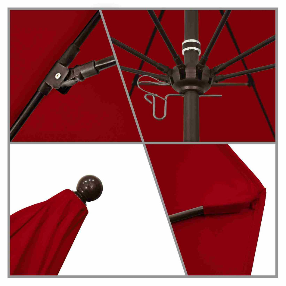 9' Patio California Umbrella with Bronze Pole and Sunbrella Canopy for Outdoor Dining and Patio Shade, Jockey Red