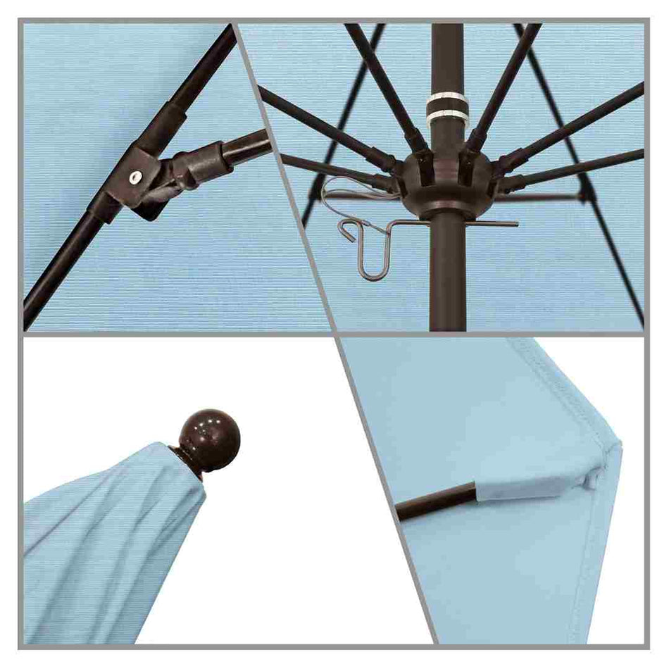 9' Patio California Umbrella with Bronze Pole and Sunbrella Canopy for Patio Table and Outdoor Seating Shade, Air Blue