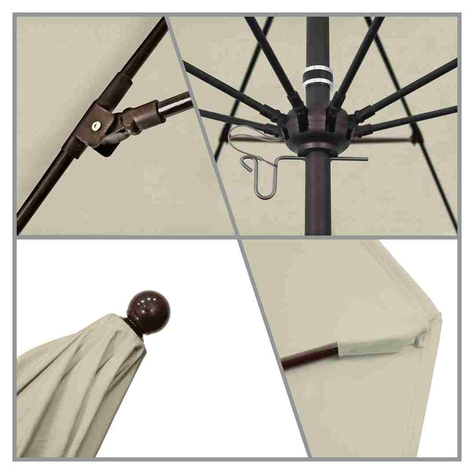 9' Patio California Umbrella with Bronze Pole and Sunbrella Canopy for Patio Garden and Outdoor Shade, Antique Beige