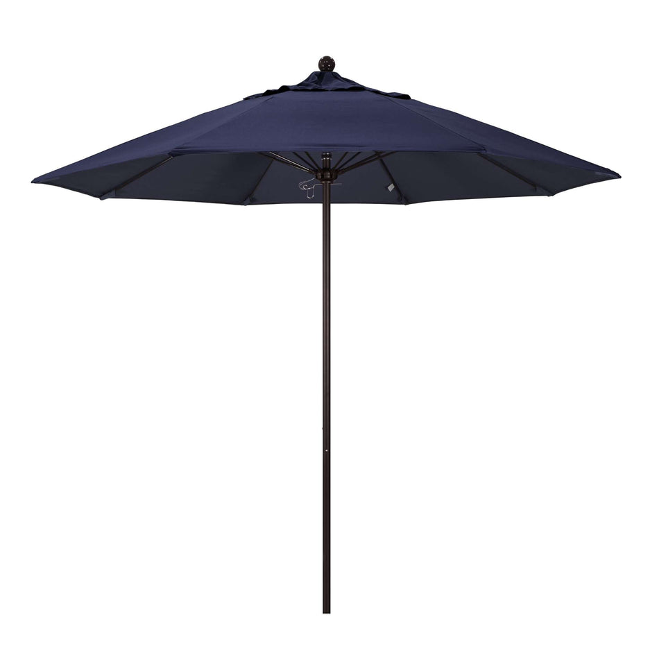 9' Patio California Umbrella with Bronze Pole and Sunbrella Canopy for Deck Seating and Backyard Shade, Navy Blue