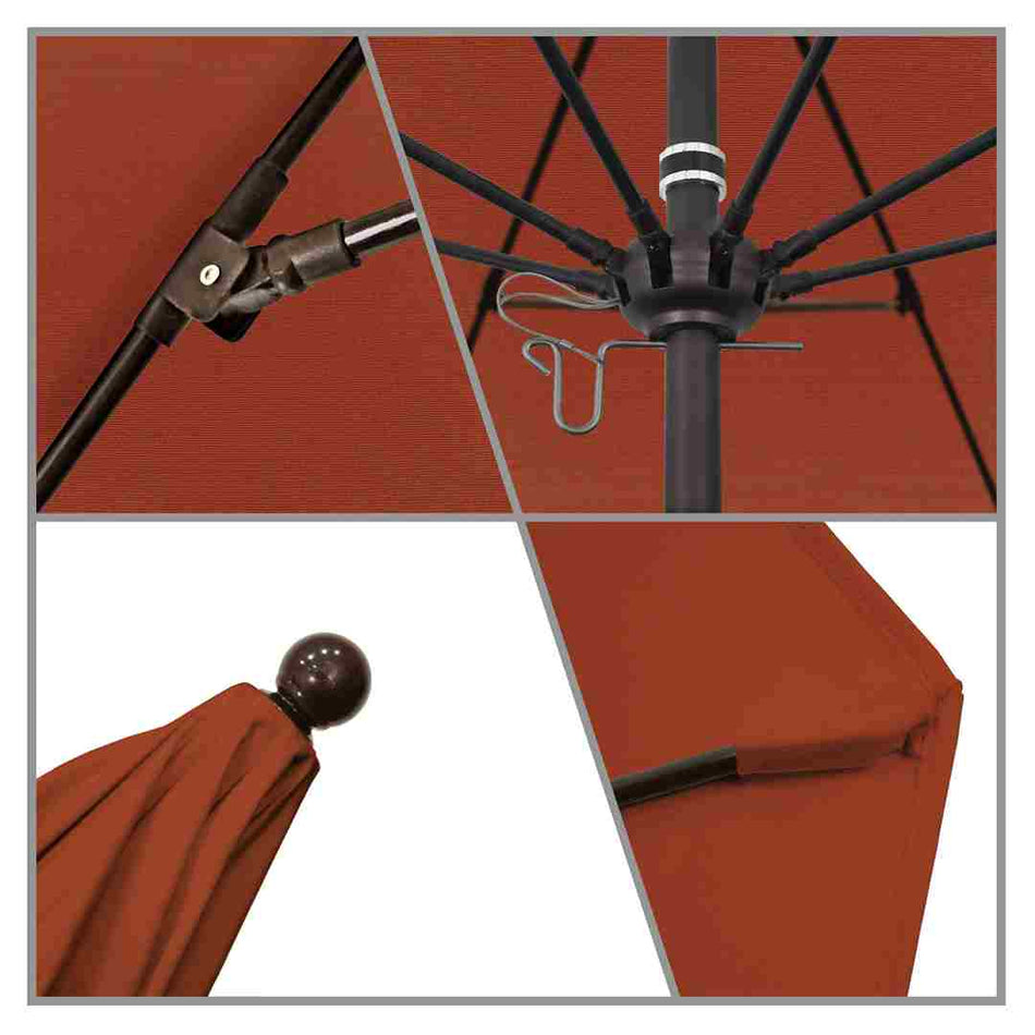 9' Patio California Umbrella with Bronze Pole and Sunbrella Canopy for Outdoor Living Patio Shade, Terracotta