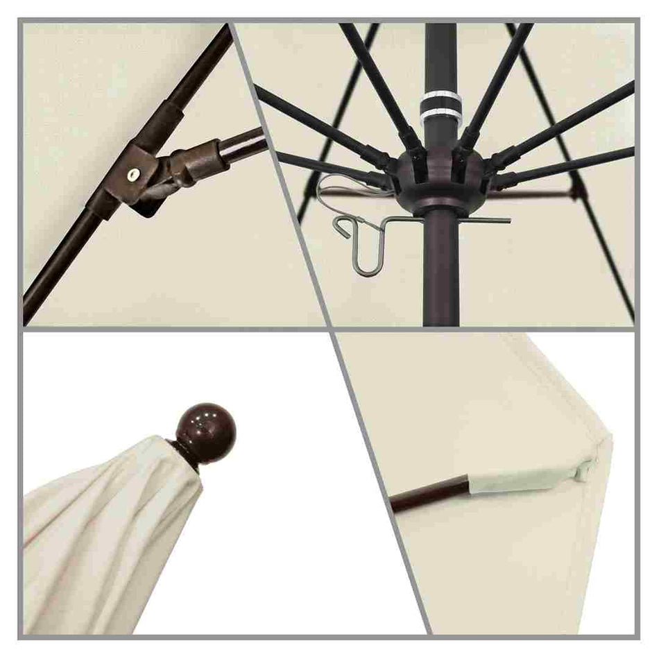 9' Patio California Umbrella with Bronze Pole and Sunbrella Fabric Canopy for Outdoor Dining and Patio Shade, Canvas