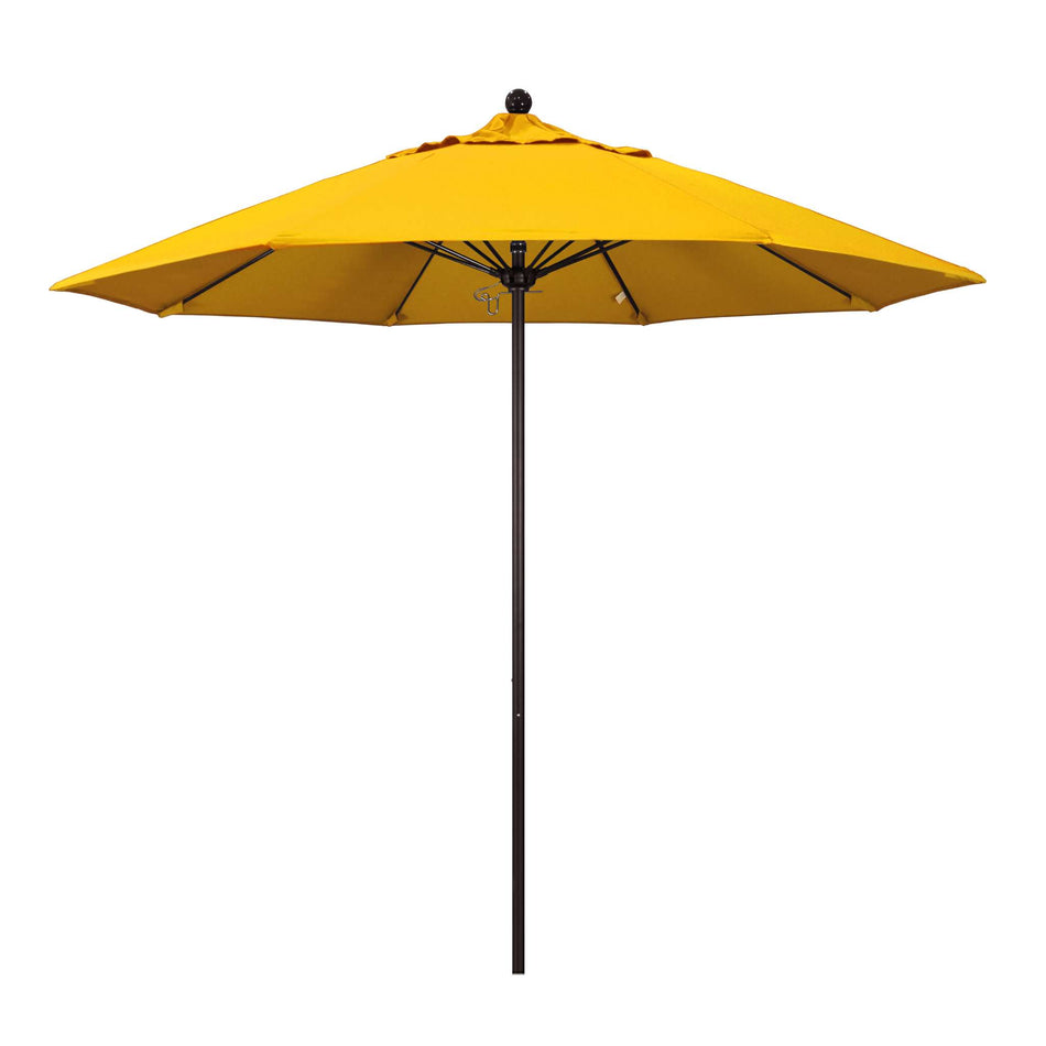 9' Patio California Umbrella with Bronze Pole and Sunbrella Fabric Canopy for Patio Deck and Backyard Shade, Sunflower Yellow