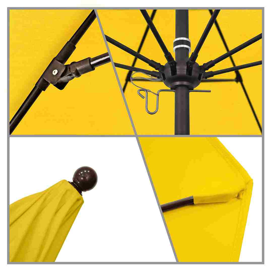 9' Patio California Umbrella with Bronze Pole and Sunbrella Fabric Canopy for Patio Deck and Backyard Shade, Sunflower Yellow
