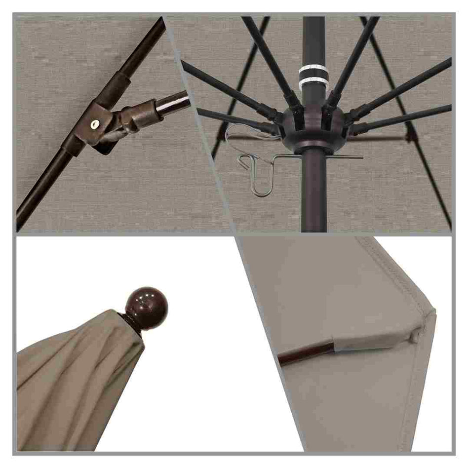 9' Patio California Umbrella with Bronze Pole and Sunbrella Fabric Canopy for Outdoor Living Patio Shade, Taupe