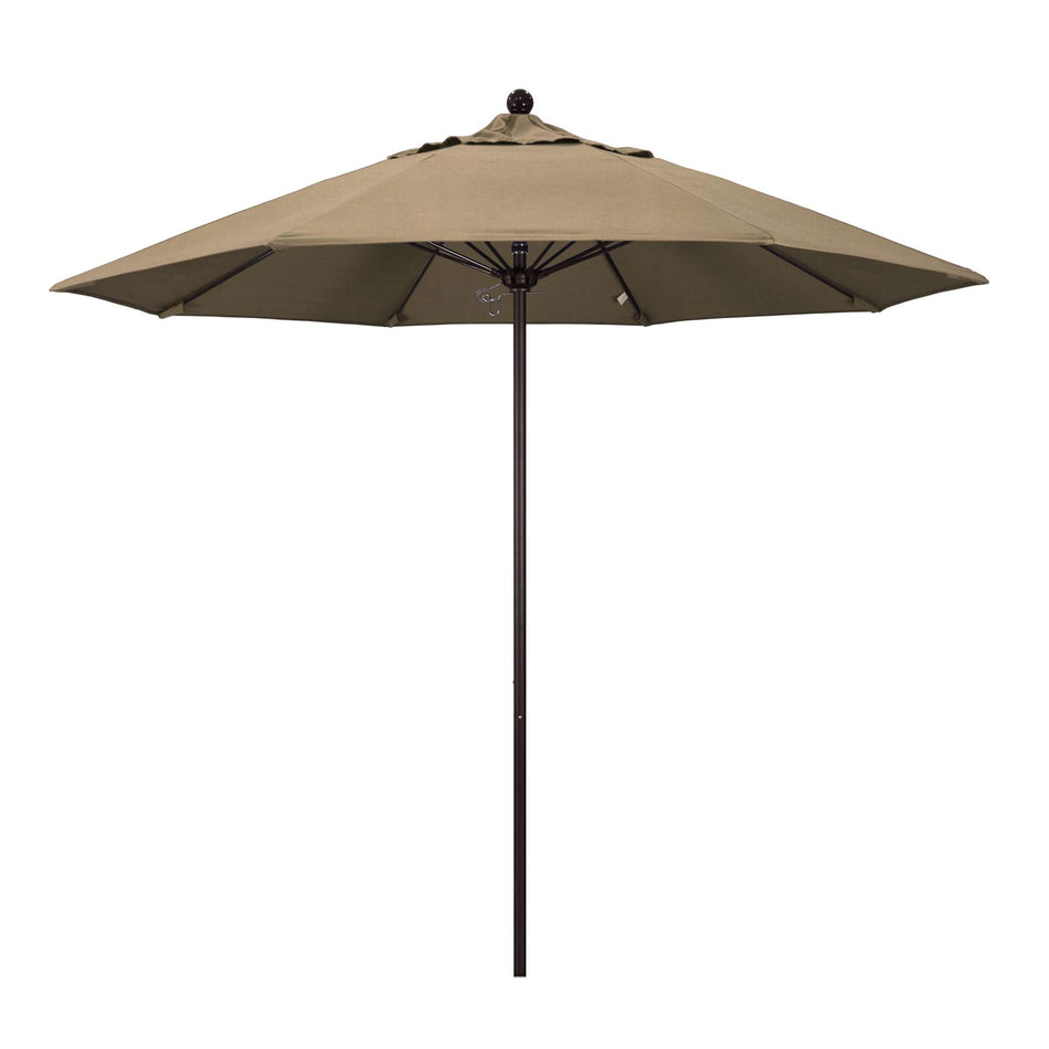 9' Patio California Umbrella with Bronze Pole and Sunbrella Fabric Canopy for Patio Garden and Outdoor Shade, Heather Beige