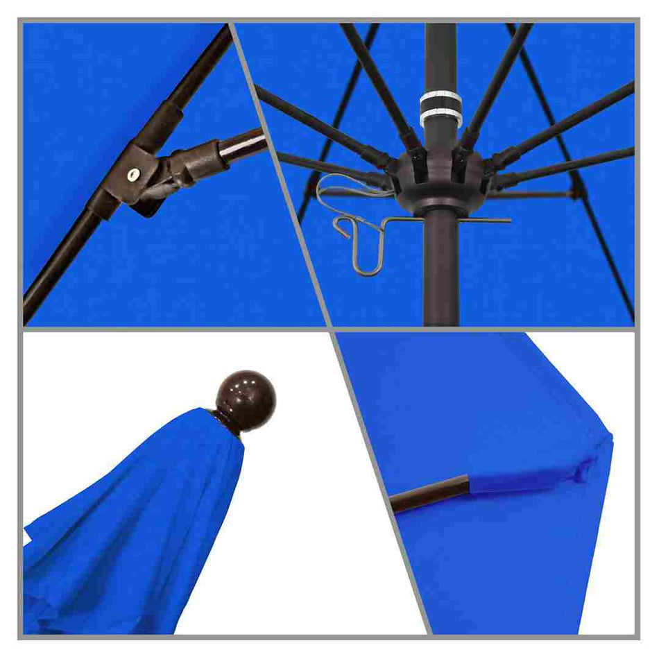 9' Patio California Umbrella with Bronze Pole and Olefin Canopy for Patio Deck and Backyard Shade, Royal Blue