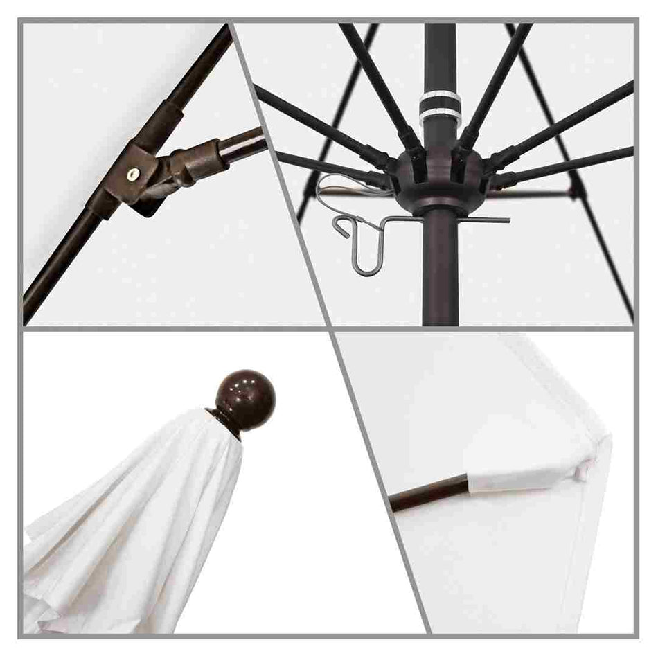 9' Patio California Umbrella with Bronze Pole and Olefin Canopy for Outdoor Dining and Patio Shade, White