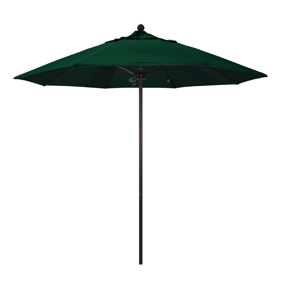 9' Patio California Umbrella with Bronze Pole and Olefin Canopy for Backyard Patio and Garden Shade, Hunter Green