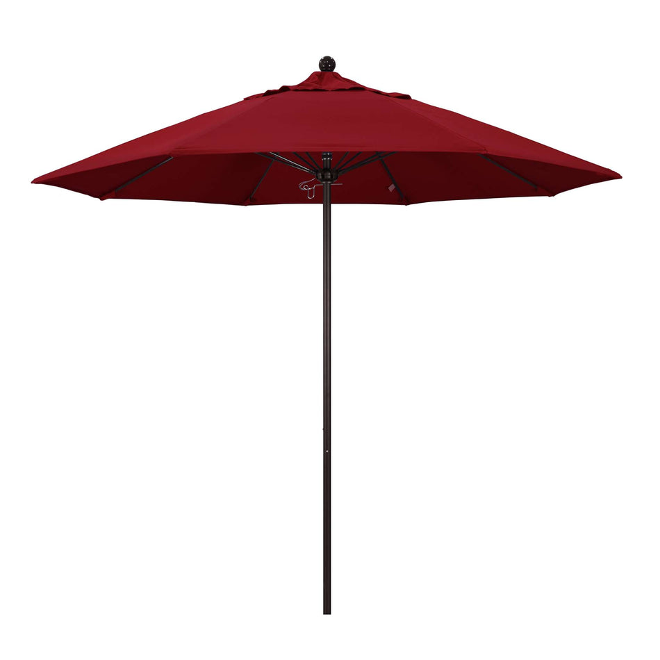 9' Patio California Umbrella with Bronze Pole and Olefin Canopy for Patio Table and Outdoor Seating Shade, Red