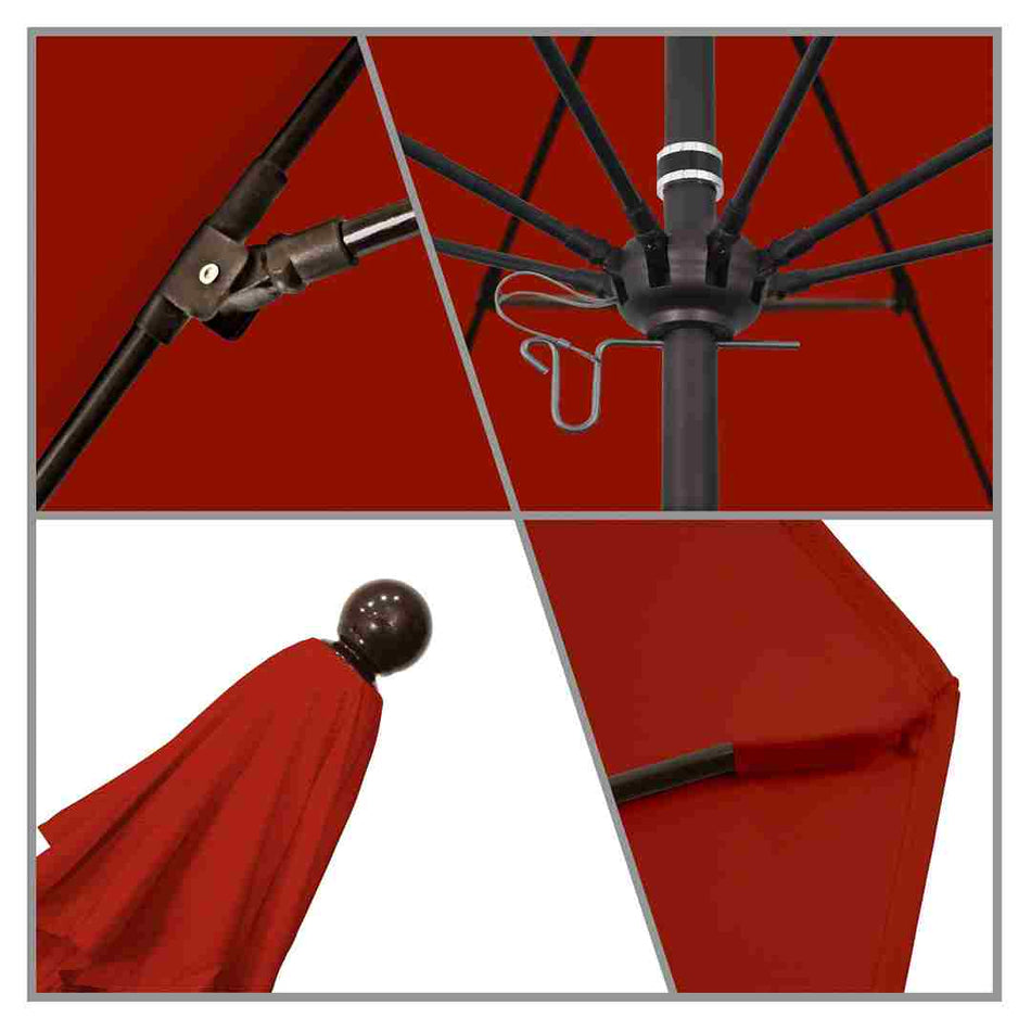 9' Patio California Umbrella with Bronze Pole and Olefin Canopy for Patio Table and Outdoor Seating Shade, Red