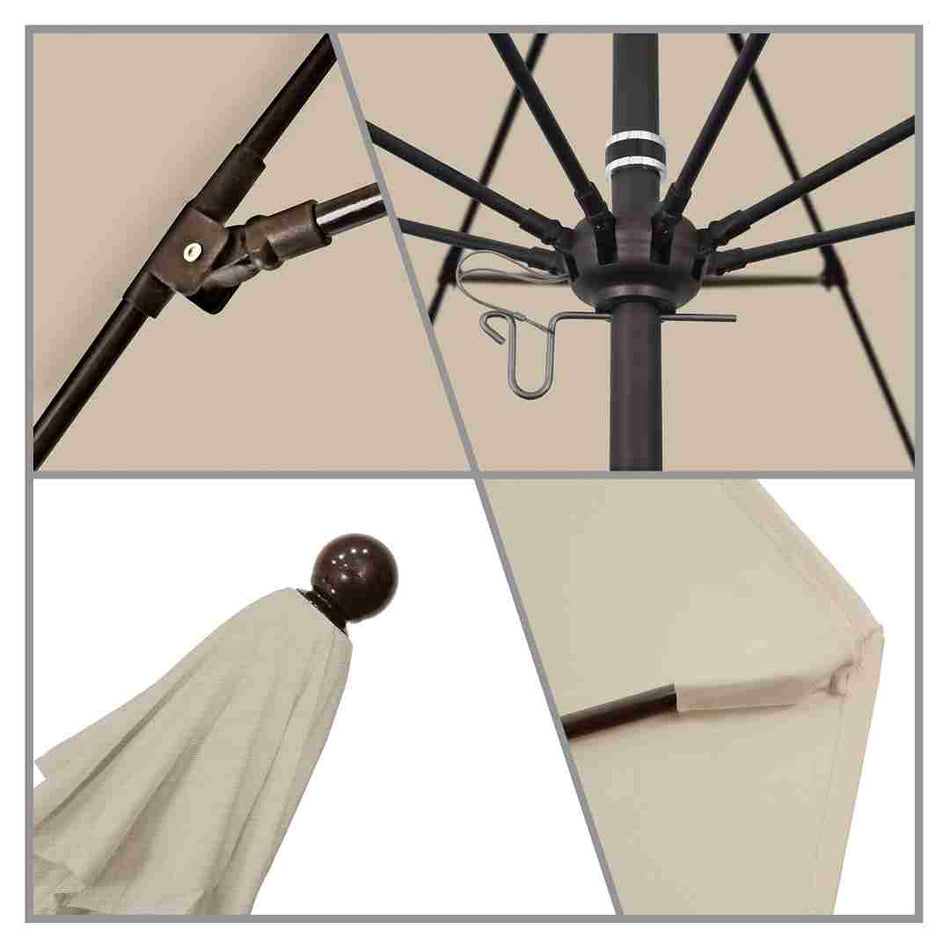 9' Patio California Umbrella with Bronze Pole and Olefin Canopy for Patio Garden and Outdoor Shade, Antique Beige