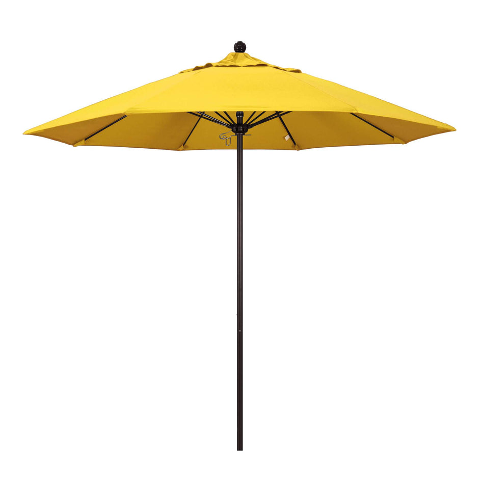 9' Patio California Umbrella with Bronze Pole and Olefin Canopy for Patio Deck and Backyard Shade, Lemon
