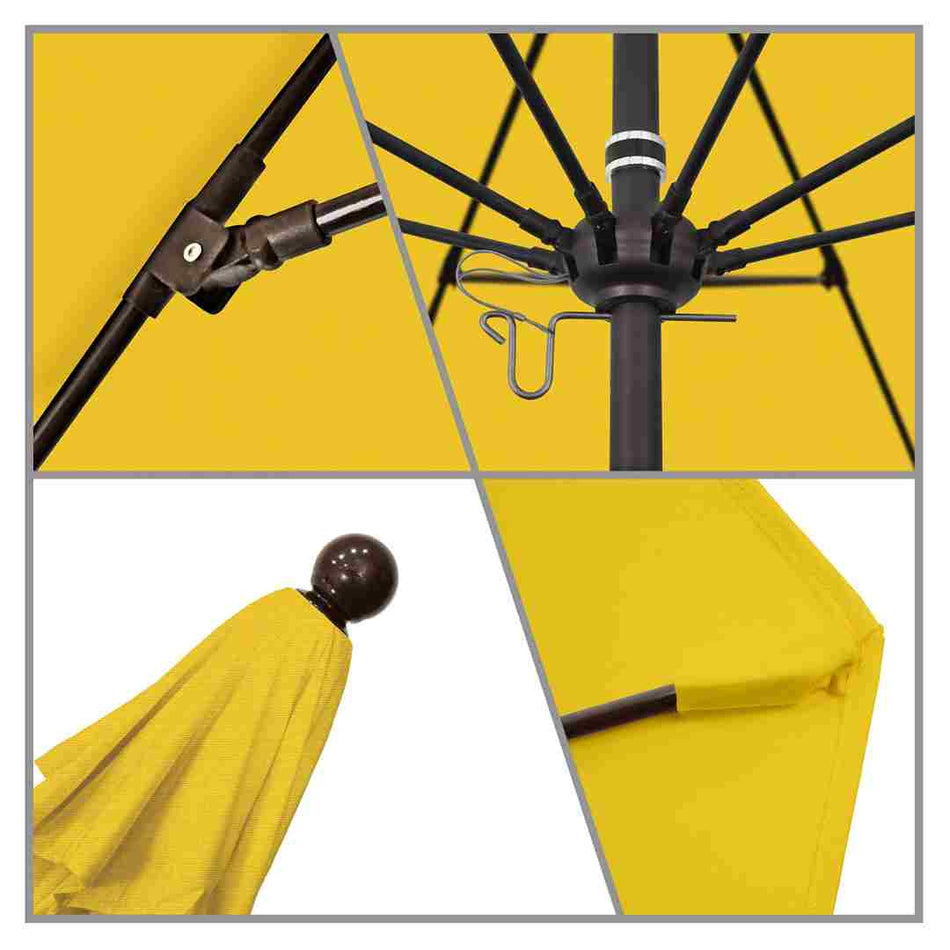 9' Patio California Umbrella with Bronze Pole and Olefin Canopy for Patio Deck and Backyard Shade, Lemon