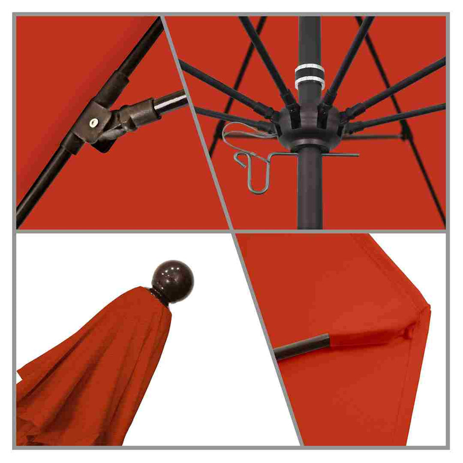 9' Patio California Umbrella with Bronze Pole and Olefin Canopy for Outdoor Living Patio Shade, Sunset
