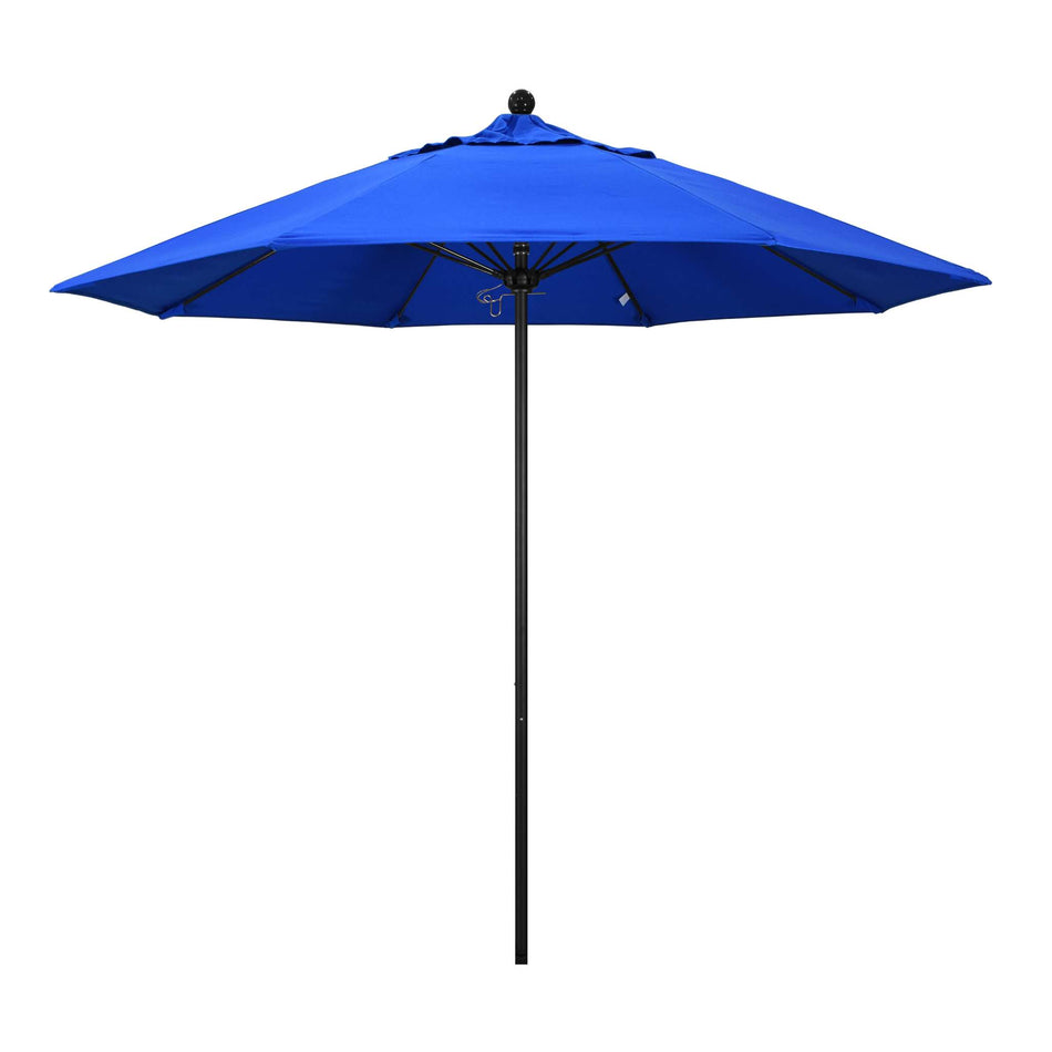 9' Patio California Umbrella with Black Pole and Sunbrella Canopy for Patio Deck and Backyard Shade, Pacific Blue