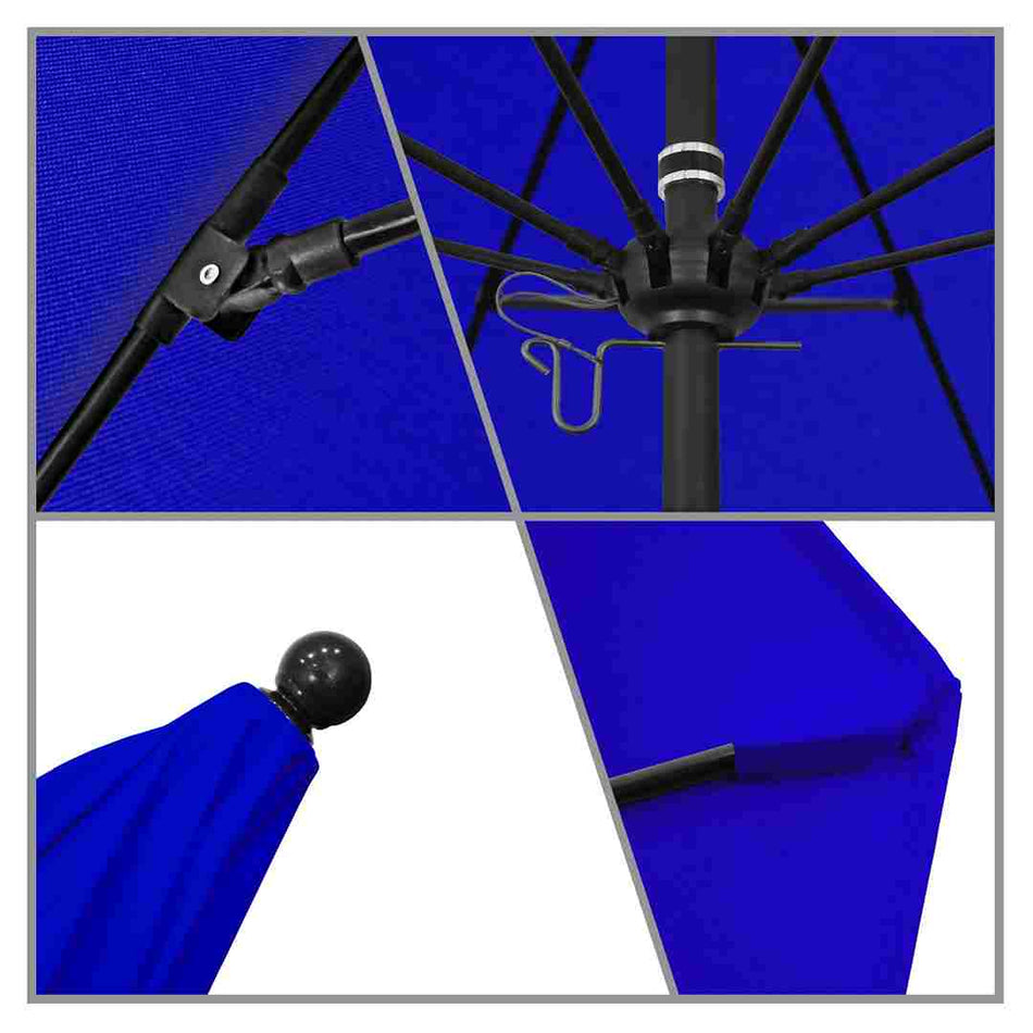 9' Patio California Umbrella with Black Pole and Sunbrella Canopy for Patio Deck and Backyard Shade, Pacific Blue