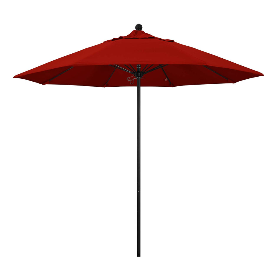 9' Patio California Umbrella with Black Pole and Sunbrella Canopy for Outdoor Dining and Patio Shade, Jockey Red