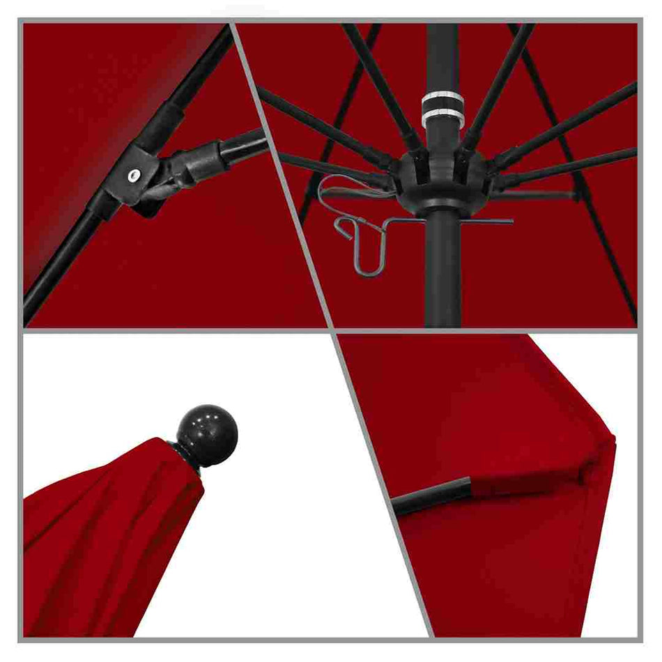 9' Patio California Umbrella with Black Pole and Sunbrella Canopy for Outdoor Dining and Patio Shade, Jockey Red