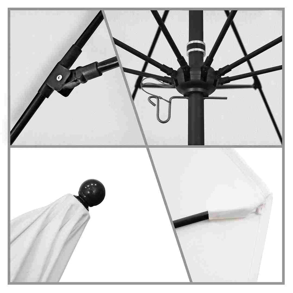 9' Patio California Umbrella with Black Pole and Sunbrella Canopy for Backyard Patio and Garden Shade, Natural
