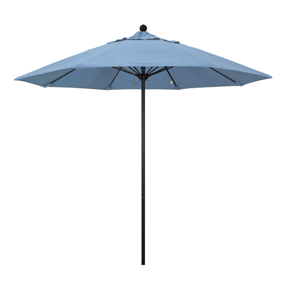 9' Patio California Umbrella with Black Pole and Sunbrella Canopy for Patio Table and Outdoor Seating Shade, Air Blue