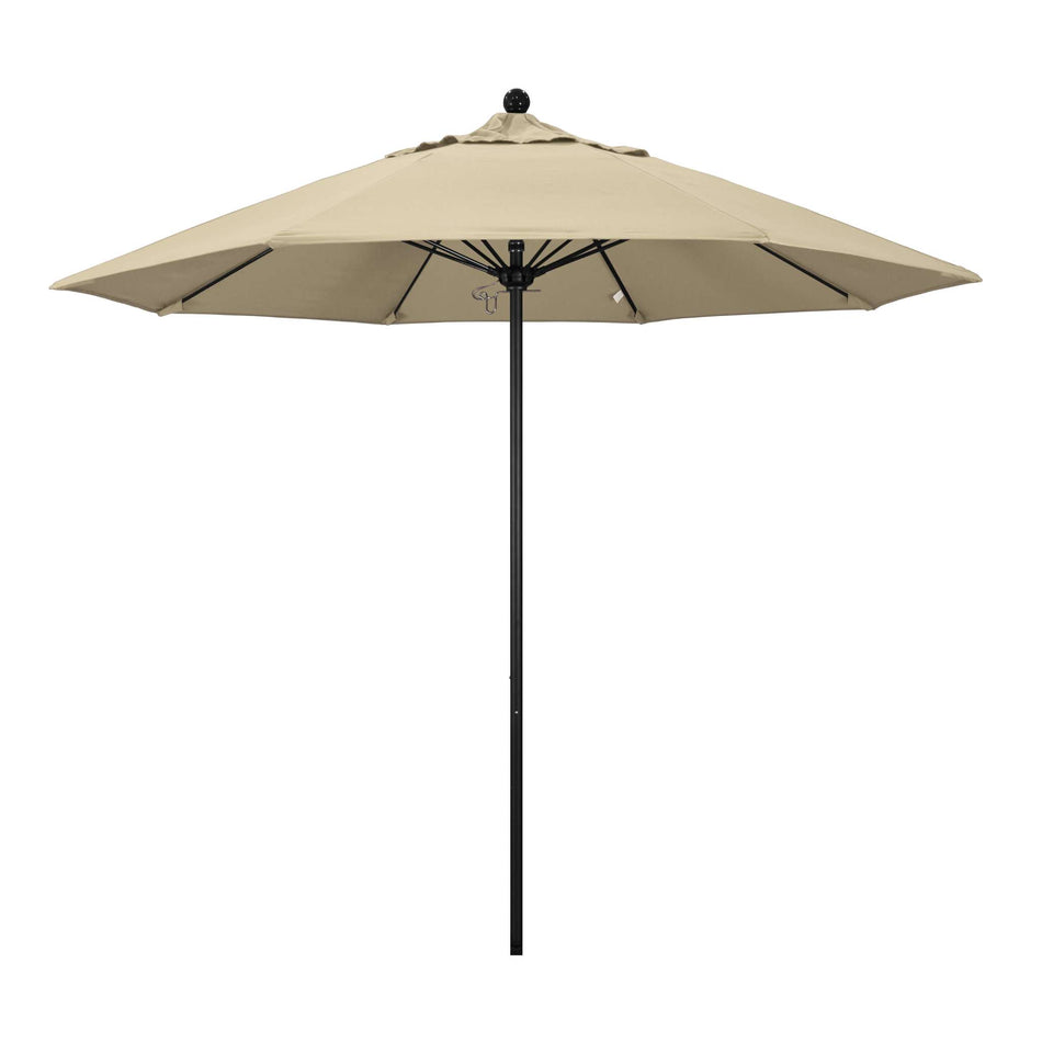 9' Patio California Umbrella with Black Pole and Sunbrella Canopy for Patio Garden and Outdoor Shade, Antique Beige