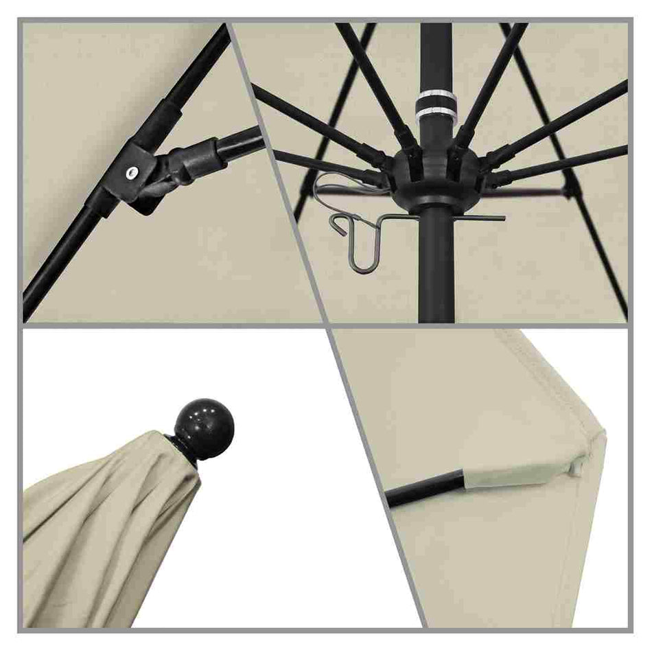 9' Patio California Umbrella with Black Pole and Sunbrella Canopy for Patio Garden and Outdoor Shade, Antique Beige