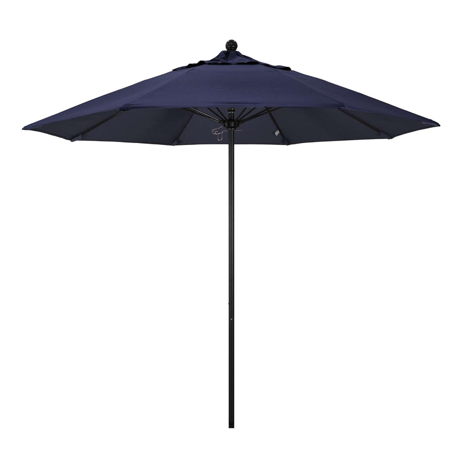 9' Patio California Umbrella with Black Pole and Sunbrella Canopy for Deck Seating and Backyard Shade, Navy Blue