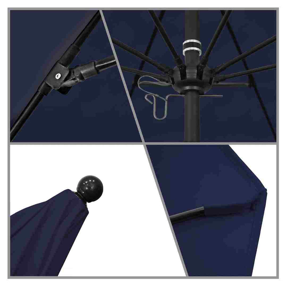9' Patio California Umbrella with Black Pole and Sunbrella Canopy for Deck Seating and Backyard Shade, Navy Blue