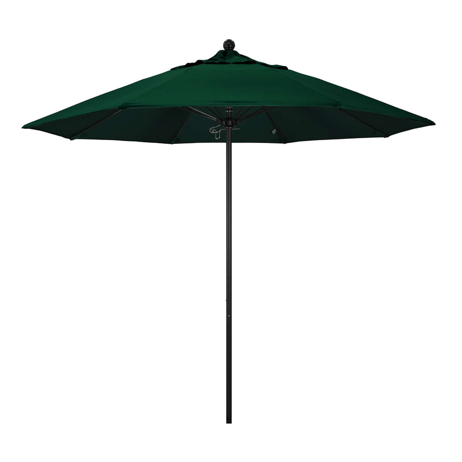 9' Patio California Umbrella with Black Pole and Sunbrella Canopy for Patio Deck and Backyard Shade, Forest Green