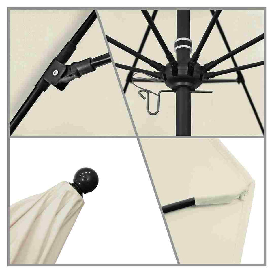 9' Patio California Umbrella with Black Pole and Sunbrella Canopy for Backyard Patio and Garden Shade, Canvas