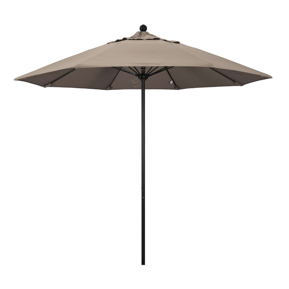 9' Patio California Umbrella with Black Pole and Sunbrella Canopy for Deck Backyard and Poolside Shade, Taupe