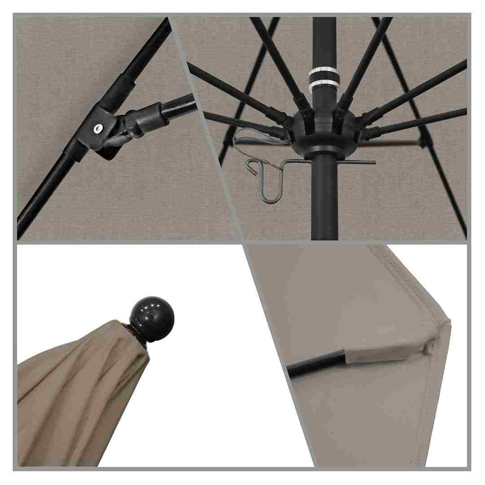 9' Patio California Umbrella with Black Pole and Sunbrella Canopy for Deck Backyard and Poolside Shade, Taupe